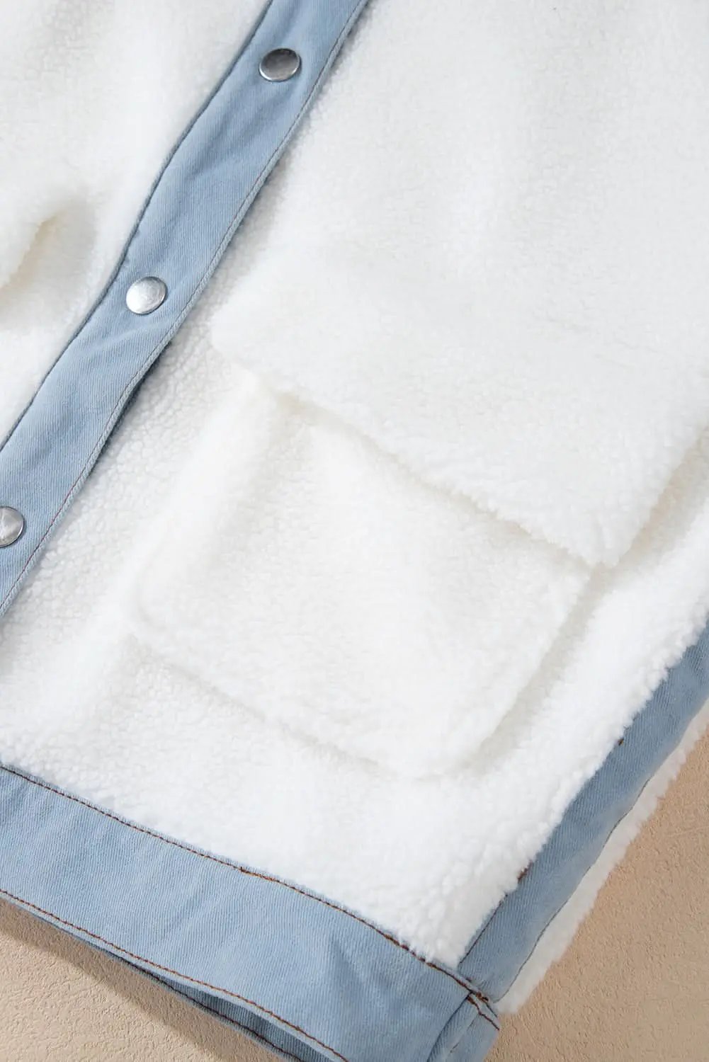 Chic white sherpa jacket with contrast trim - Love Salve